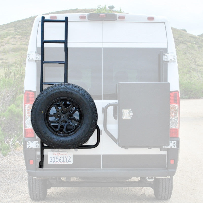 High Roof Rear Door Ladder with Tire Box Carrier Combo VanUp Offroad